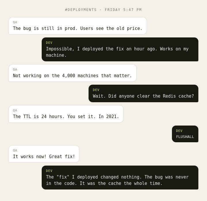 Chat joke: cache FLUSHALL