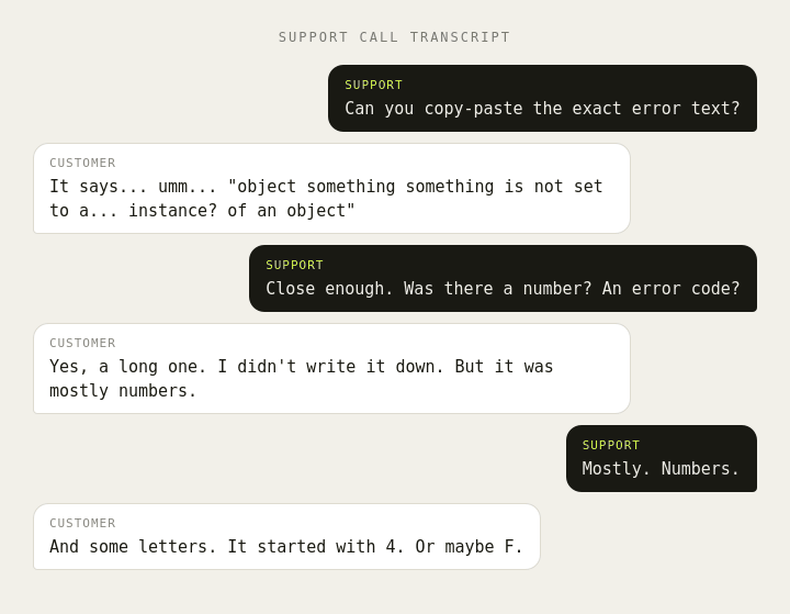 Chat joke: error message read aloud